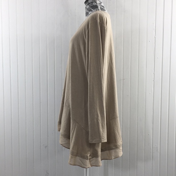 Logo Lounge Lori Goldstein Tan Tunic Shirt Womens XL Long Sleeve Tee Lagenlook - Picture 4 of 10